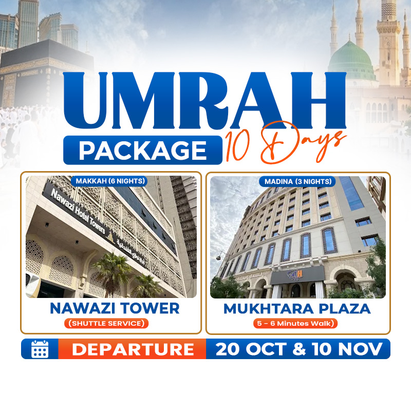 10 Days Umrah Package with Nawazi Tower